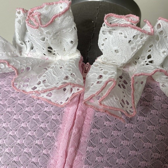 Vintage Ruffle Collar Long Sleeve Bodysuit size VTG 18 Fit's Like a Large - Picture 7 of 8